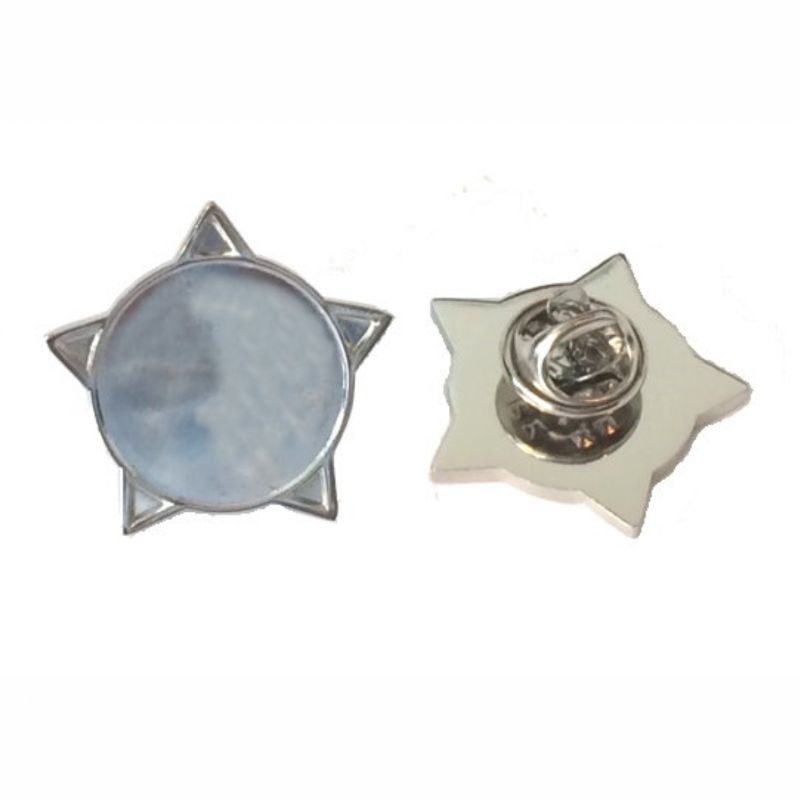 Superior Badge Blank star 18mm silver clutch and clear dome